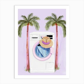 Washing Machine And Palm Trees Art Print