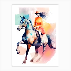 Woman Riding A Horse 1 Art Print