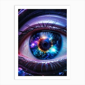 Alien Eye Ufo Reflection Capturing Cosmic Wonder Close Up Of Iridescent Pupil Mysterious Extrater Art Print