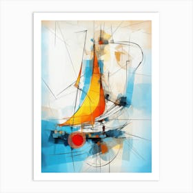 Sailboat 03 - Avant Garde Abstract Painting in Yellow, Red and Blue Color Palette in Modern Style Art Print