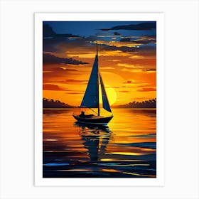 Sailboat At Sunset 4 Art Print