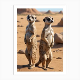 Meerkats In The Desert Art Print