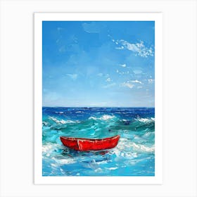 Red Boat In The Sea 3 Art Print