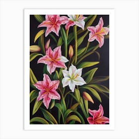 Lilies Still Life Oil Painting Flower Art Print