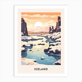 Vintage Winter Travel Poster Iceland 2 Art Print