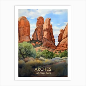 Arches National Park Watercolour Vintage Travel Poster 4 Art Print