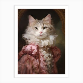 Cat In Medieval Robes Rococo Style  8 Art Print