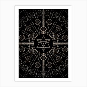 Geometric Glyph Radial Array in Glitter Gold on Black n.0001 Art Print