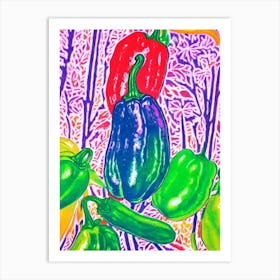 Jalapeno Pepper 2 Risograph Retro Poster vegetable Art Print