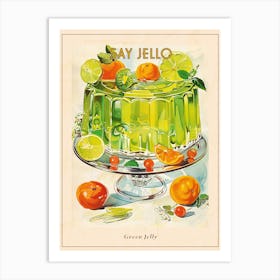 Lime Green Jelly Vintage Cookbook Inspired 1 Poster Art Print