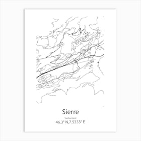 Sierre,Switzerland Minimalist Map Art Print