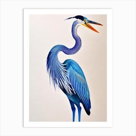 Great Blue Heron Watercolour Bird Art Print