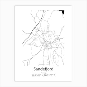 Sandefjord,Norway Minimalist Map Art Print