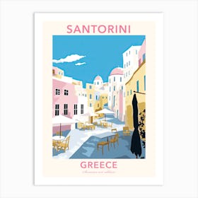 Santorini, Greece, Flat Pastels Tones Illustration 4 Poster Art Print