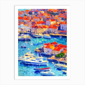 Port Of Dubrovnik Croatia Brushwork Painting harbour Art Print