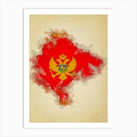 Montenegro Flag Vintage Art Print