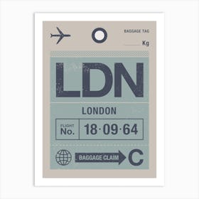 London Luggage Tag Art Print