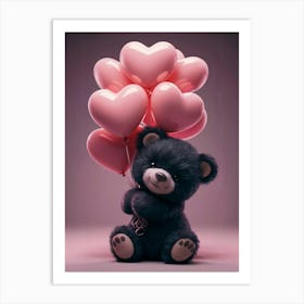 Teddy Bear With Balloons Art Print