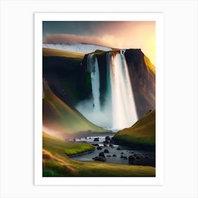 Skógafoss, Iceland Realistic Photograph (1) Art Print