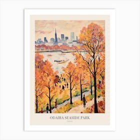 Autumn City Park Painting Odaiba Seaside Park Tokyo 2 Poster Art Print