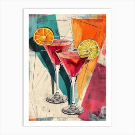 Geometric Cocktails Watercolour Art Print