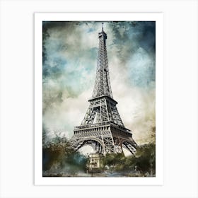 Eiffel Tower Paris France Sketch Drawing Style 12 Art Print