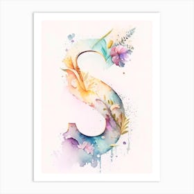 S, Letter, Alphabet Storybook Watercolour 2 Art Print