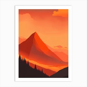 Misty Mountains Vertical Background In Orange Tone 6 Art Print