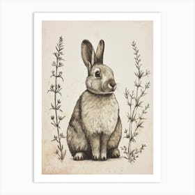 Cinnamon Blockprint Rabbit Illustration 6 Art Print