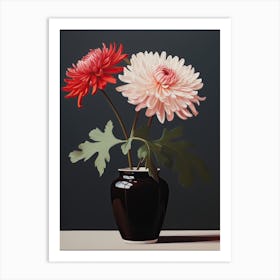 Bouquet Of Chrysanthemum Flowers, Autumn Fall Florals Painting 1 Art Print