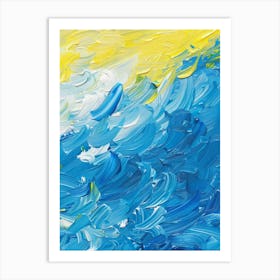 Blue And Yellow Waves Art Print