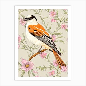 Magpie 3 William Morris Style Bird Art Print