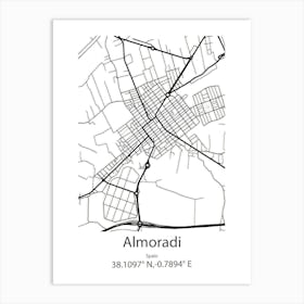 Almoradi,Spain Minimalist Map Art Print