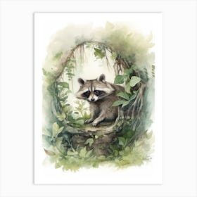 A Forest Raccoon Watercolour Illustration Storybook 3 Art Print