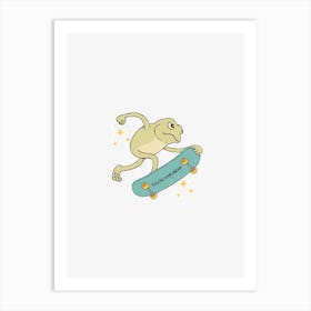 Frog On Skateboard Art Print