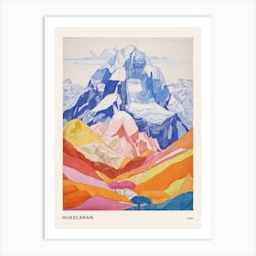 Huascaran Peru 2 Colourful Mountain Illustration Poster Art Print