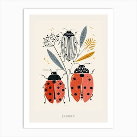 Colourful Insect Illustration Ladybug 10 Poster Art Print