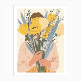 Spring Girl With Yellow Flowers 2 Art Print