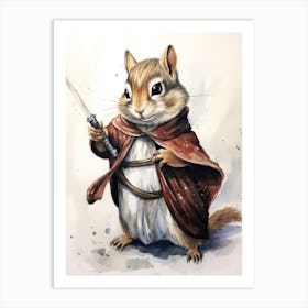 Chipmunk As A Jedi Watercolour 4 Art Print