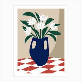 White Vase On Table Art Print