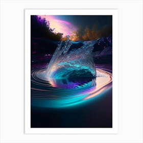 Splash In River, Water, Waterscape Holographic 1 Art Print
