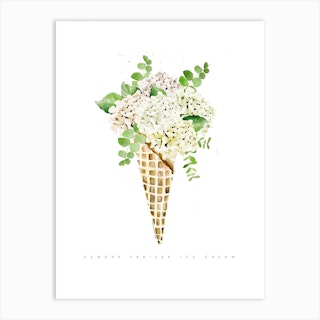Cream Hydrangea Cone Art Print