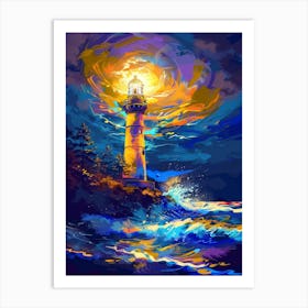 Lighthouse At Night 16 Art Print