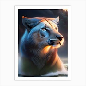 Lion face Digital Art Art Print