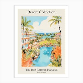 Poster Of The Ritz Carlton, Kapalua   Maui, Hawaii   Resort Collection Storybook Illustration 3 Art Print