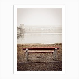 The Red Bench By The Danube In Budapest Art Print