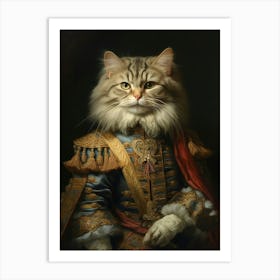 Cat In Royal Clothing Rococo Style 3 Art Print