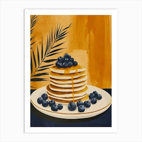 Art Deco Pancake Stack With Blueberries 2 Art Print