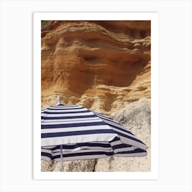 Beach Umbrella And Cliffs Summer Photography 0 Art Print