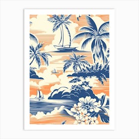 Barbados, Inspired Travel Pattern 2 Art Print